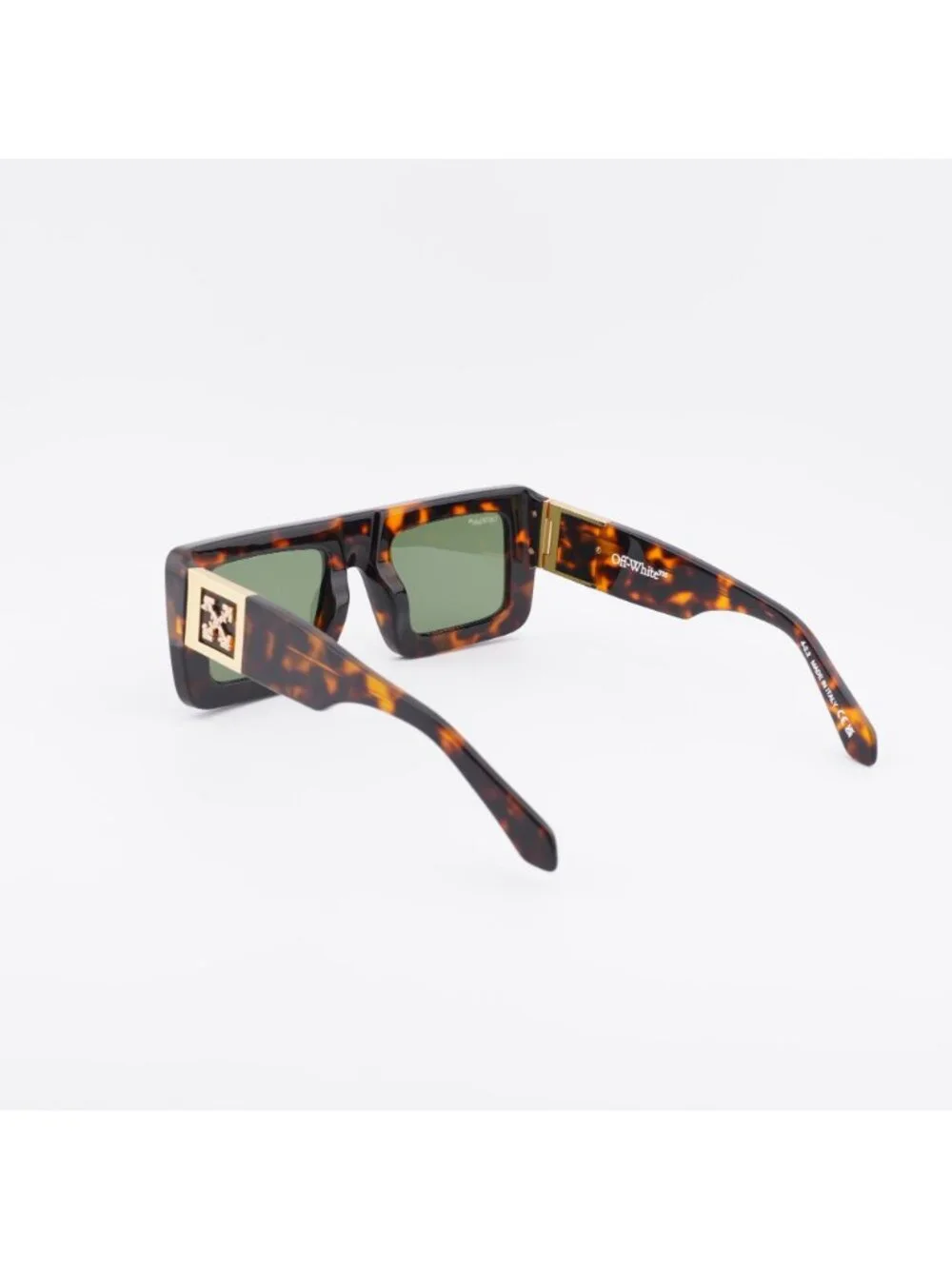 Off-White OERI049 LEONARDO 1605 Sunglasses Havana Square Frame, Green Lenses